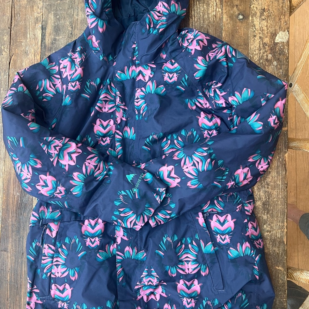 Burton Women’s Ski/Snowboard Jacket Floral  - Navy and Pink Sz L
